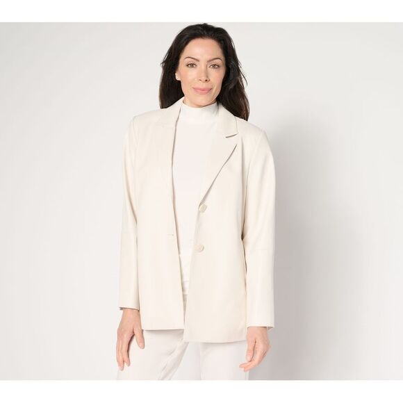 Dennis Basso Women's Petite Jacket P2XS Luxe Faux Leather White A659815 - Picture 1 of 4